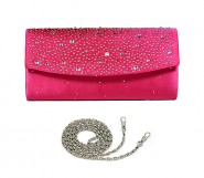 Evening Bag - Satin w/ Jeweled Flap - Fuchsia - BG-100277FU